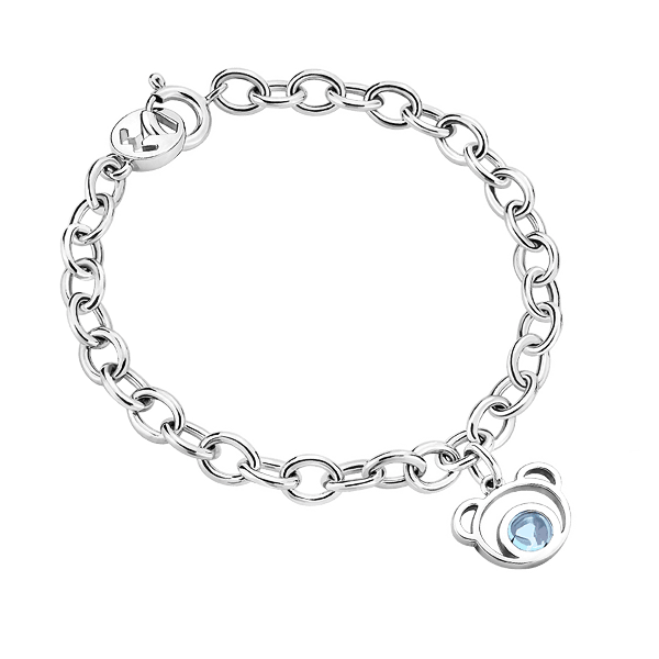 Silver Bear Blue Topaz Bracelet