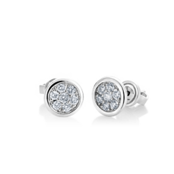 18k white Gold Round Diamond Cluster Earrings