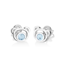 Silver Bear Blue Topaz Earrings