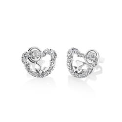 Silver Bear CZ Earrings