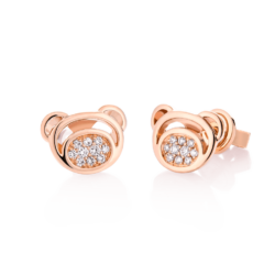 18K Pink Gold Bear Diamond Cluster Earrings