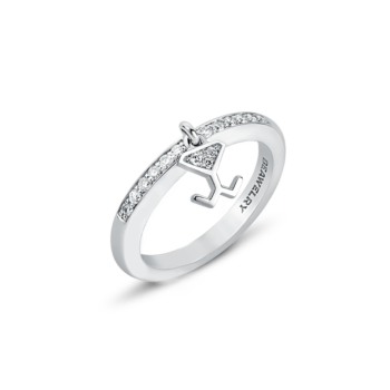 18K White Gold Beawelry Logo Diamond Ring