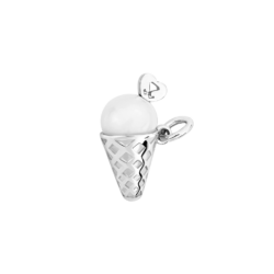 Silver Ice Cream Cone Charm with Milky Quartz Stone