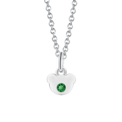 Silver May Birthstone Emerald Color CZ Bear Pendant