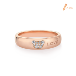18K Pink Gold Bear & Love Band Ring