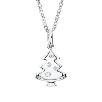Silver Christmas Tree CZ Pendant