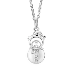 Silver Snowman CZ Pendant