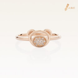 18K Pink Gold Diamond Bear Ring