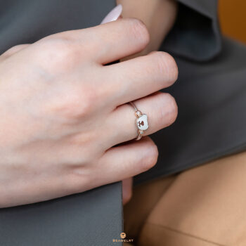 Silver & 14K Gold Bear Diamond Ring