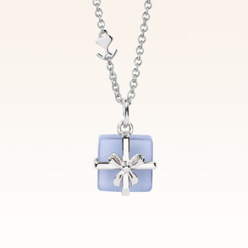 Silver Blue Chalcedony Gift Box Pendant