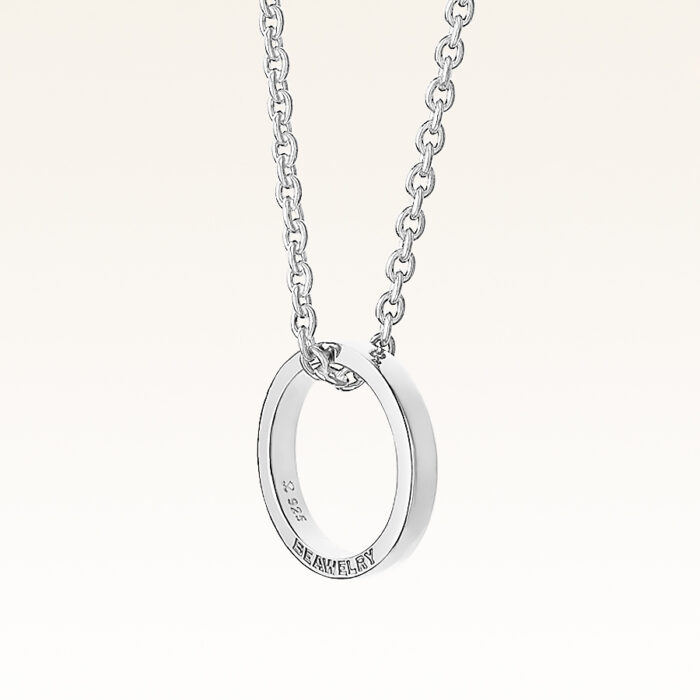 Silver Band Ring Pendant with Chain for Men