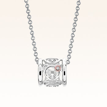 Silver & 14K Gold Diamond Mini Eternity Bear Ring Pendant