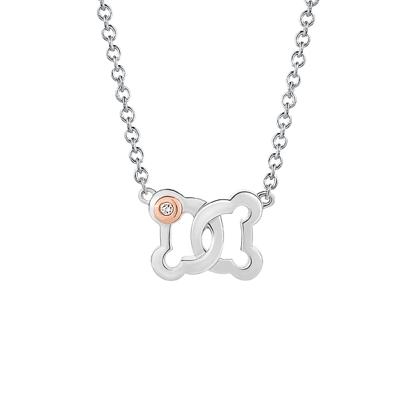 Silver & 14K Gold Infinity Beawelry Bear Diamond Pendant