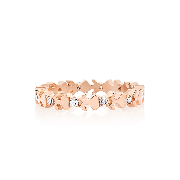 18K Pink Gold Diamond Beawelry Eternity Band Ring