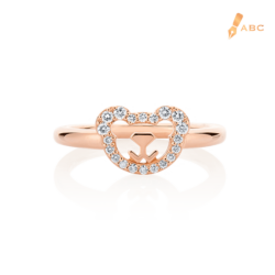 18K Pink Gold Diamond Bear Ring
