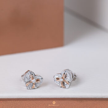 Silver & 14K Gold Heart Gift Box Earrings