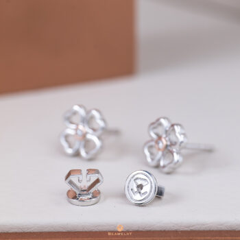 Silver & 14K Gold Clover Diamond Earrings