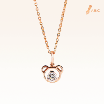 14K Pink Gold Beawelry Bear Pendant with Diamond