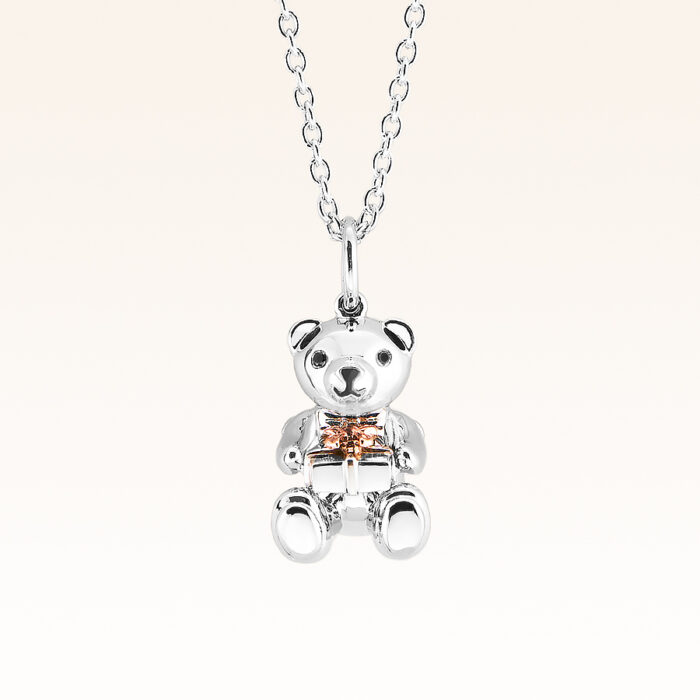 Silver Mini Beawelry Bear & Gift Box Pendant