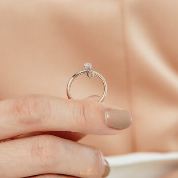 14K Pink Gold Diamond 0.15 ct. Ring & Dangling Beawelry Bear