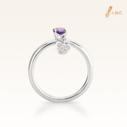 Silver Classic Beawelry Oval Amethyst & White Topaz Ring