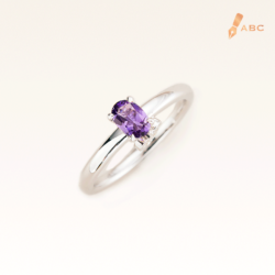 Silver Classic Beawelry Oval Amethyst & White Topaz Ring