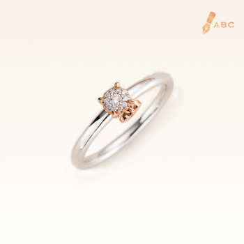 Silver & 14K Pink Gold Cluster Diamond Ring