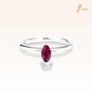 Silver Classic Beawelry Genuine Marquise Ruby & White Topaz Ring