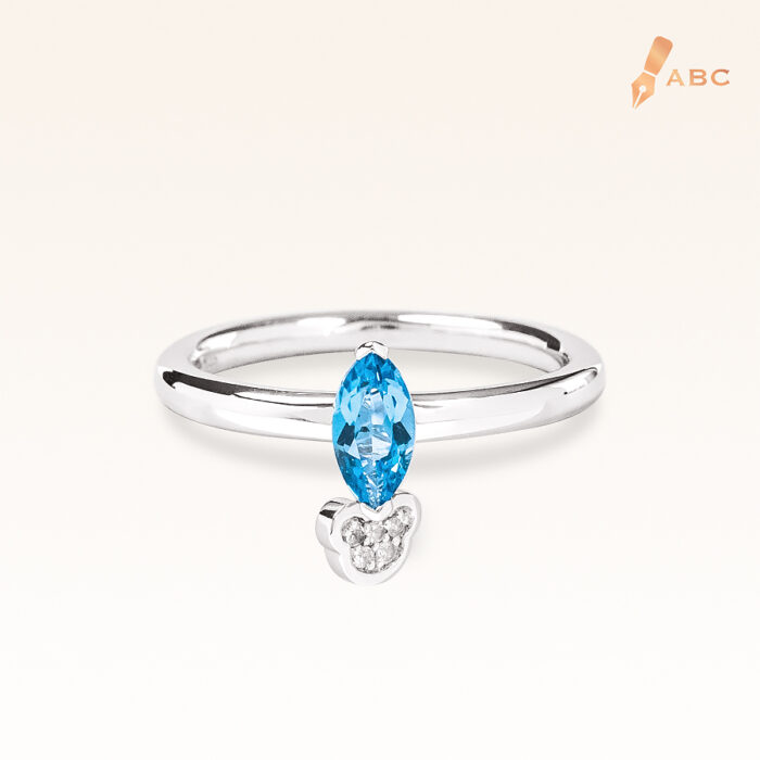 Silver Classic Beawelry Marquise Blue Topaz & White Topaz Ring