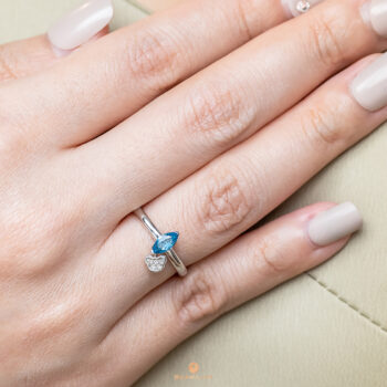 Silver Classic Beawelry Marquise Blue Topaz & White Topaz Ring