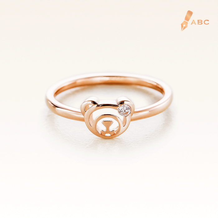 14K Pink Gold Beawelry Bear Diamond Ring