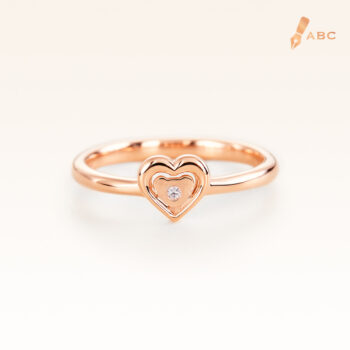14K Pink Gold Beawelry Heart Diamond Ring