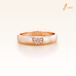14K Pink Gold Band Ring with Bear in cluster diamond