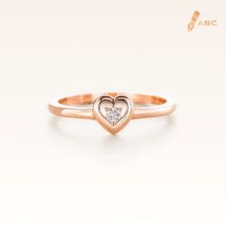 14K Pink Gold Hear Ring with Diamond