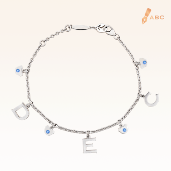 Silver December Birthstone Blue Topaz Color CZ Charm Bracelet