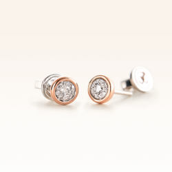 Silver & 14K Gold Cluster Diamond 0.20 ct. Stud Earrings