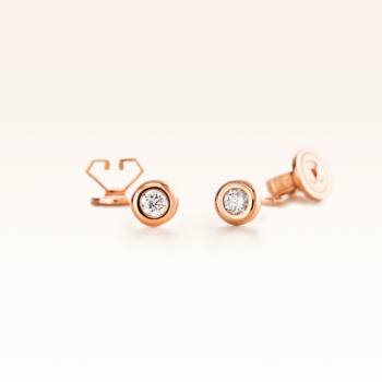 18K Pink Gold Bezel Set Diamond 0.10 CT. Stud Earrings