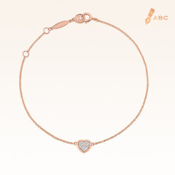 14K Pink Gold Mini Heart Cluster Diamond Bracelet