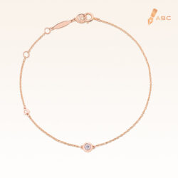 14K Pink Gold Minimal Stud Bracelet with Diamond 0.055 ct.