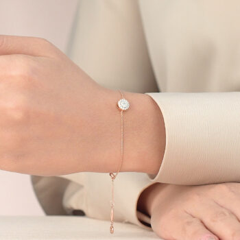 14K Pink Gold Round Diamond Cluster Bracelet 0.20 carat