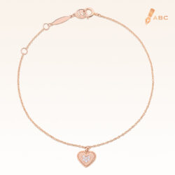14K Pink Gold Hanging Hearts Diamond Bracelet