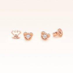 14K Pink Gold Medio Bear Stud Diamond Earrings