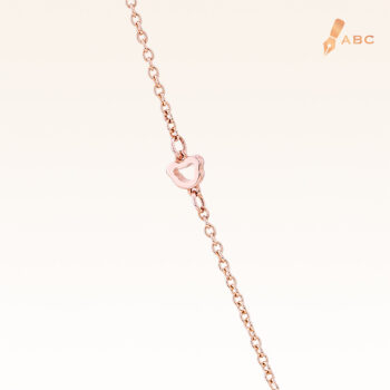 14K Pink Gold Stations drop Pendant with Trio Diamonds