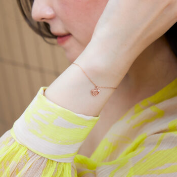 14K Pink Gold Hanging Beawelry Bear Diamond Bracelet