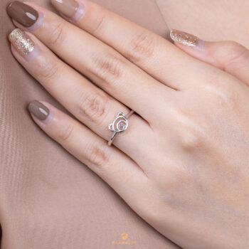 Silver February Birthstone Amethyst Color CZ Beawelry Ring
