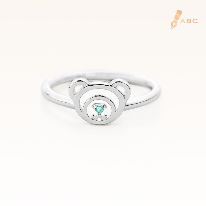Silver March Birthstone Aquamarine Color CZ Beawelry Ring