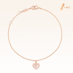 14K Pink Gold Heart & Bear Bracelet