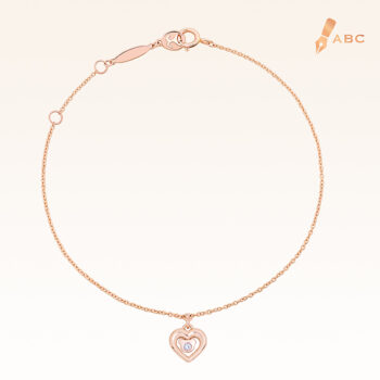 14K Pink Gold Heart & Bear Bracelet