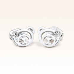 Silver April Birthstone White CZ Beawelry Earrings