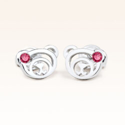 Silver July Birthstone Ruby Color CZ Beawelry Earrings